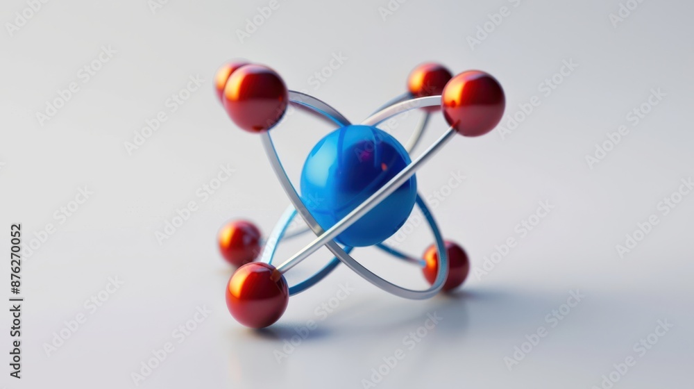 an atom model with red and blue balls an atom model with red and blue balls
