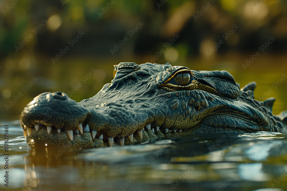 Obraz premium A close-up shot of crocodile, documentary discovery