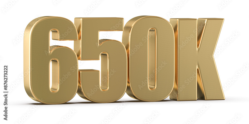 650k Followers Gold Number 3D Render 650k Followers Gold Number 3D Render