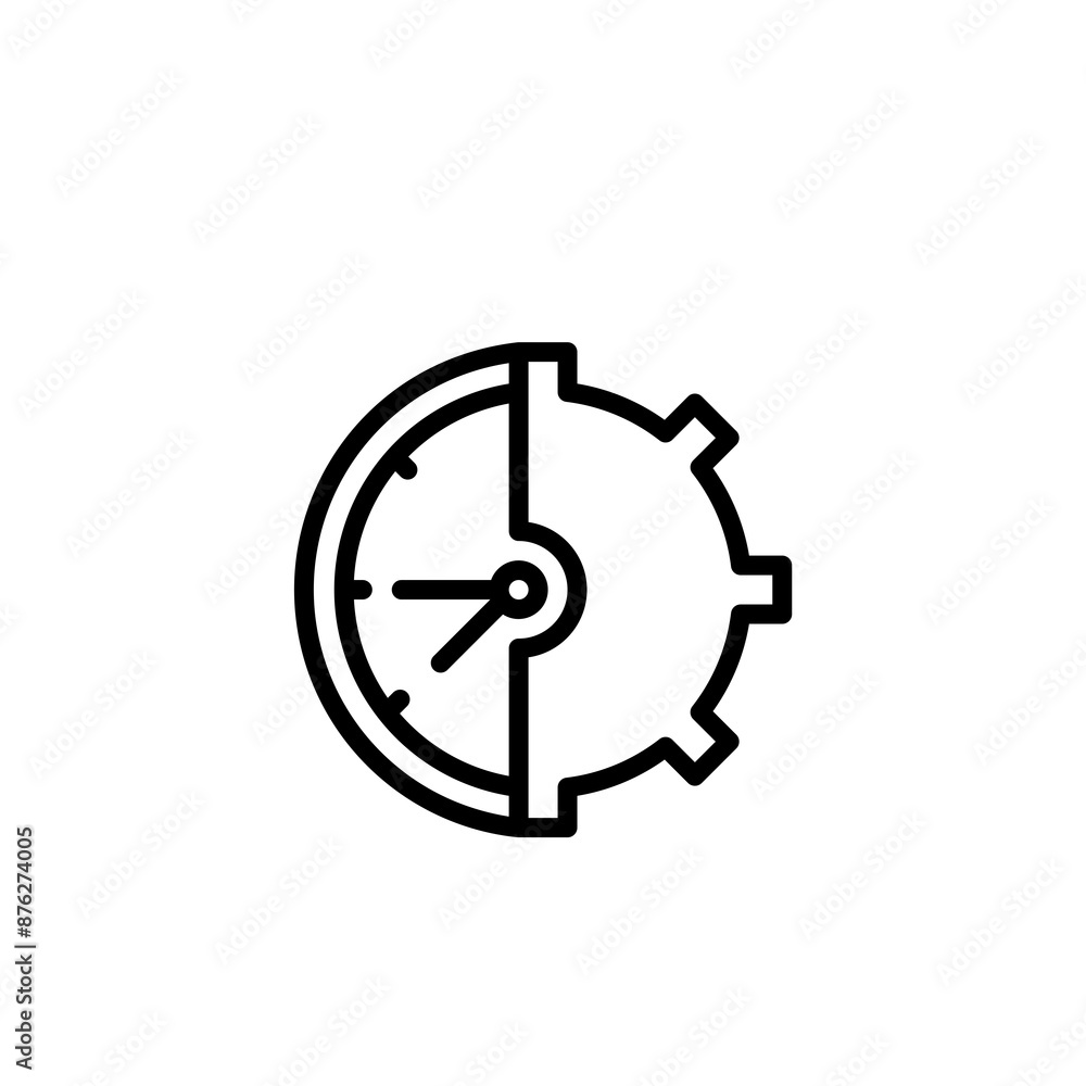 clock gear icon in vector isolated on white clock gear icon in vector isolated on white