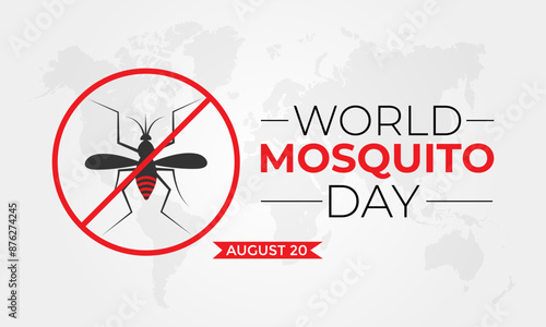 World Mosquito Day, vector mosquito. world map Malaria Day, dengue fever. 
Banner poster, flyer and background design. Vector illustration design.