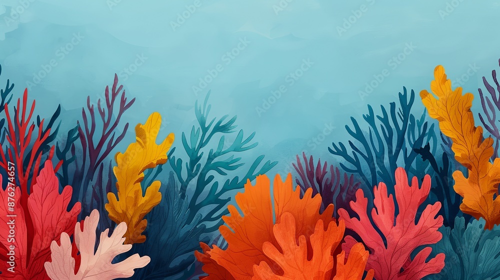 Fototapeta Discover the beauty of undersea realms through illustrations showcasing intricate coral formations, diverse fish species, and mesmerizing aquatic landscapes. Clean and Clear Color, Realistic Photo, ,
