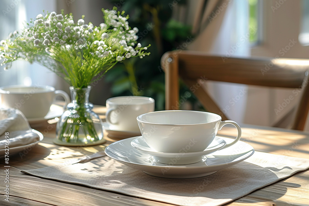 beautiful crockery on a table generated by AI beautiful crockery on a table generated by AI
