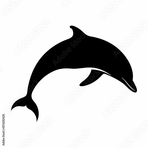 Black silhouette vector sketch of a dolphin isolated on a white background (8)