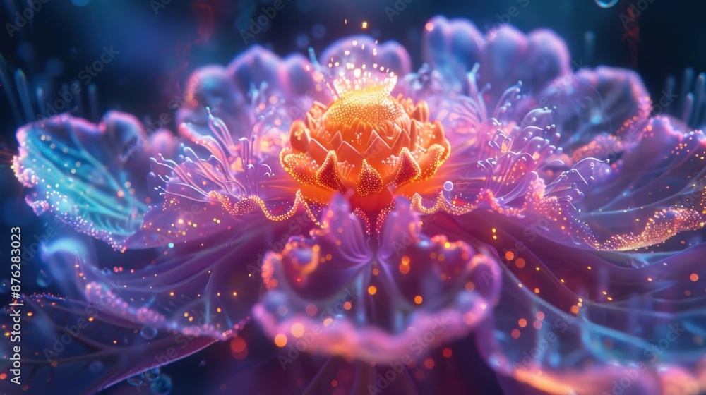 Vibrant Glow of a Digital Flower Vibrant Glow of a Digital Flower