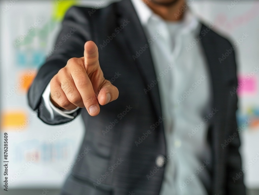 A businessman in a suit pointing directly at the camera, symbolizing focus, determination, and direction in a professional context. A businessman in a suit pointing directly at the camera, symbolizing focus, determination, and direction in a professional context.