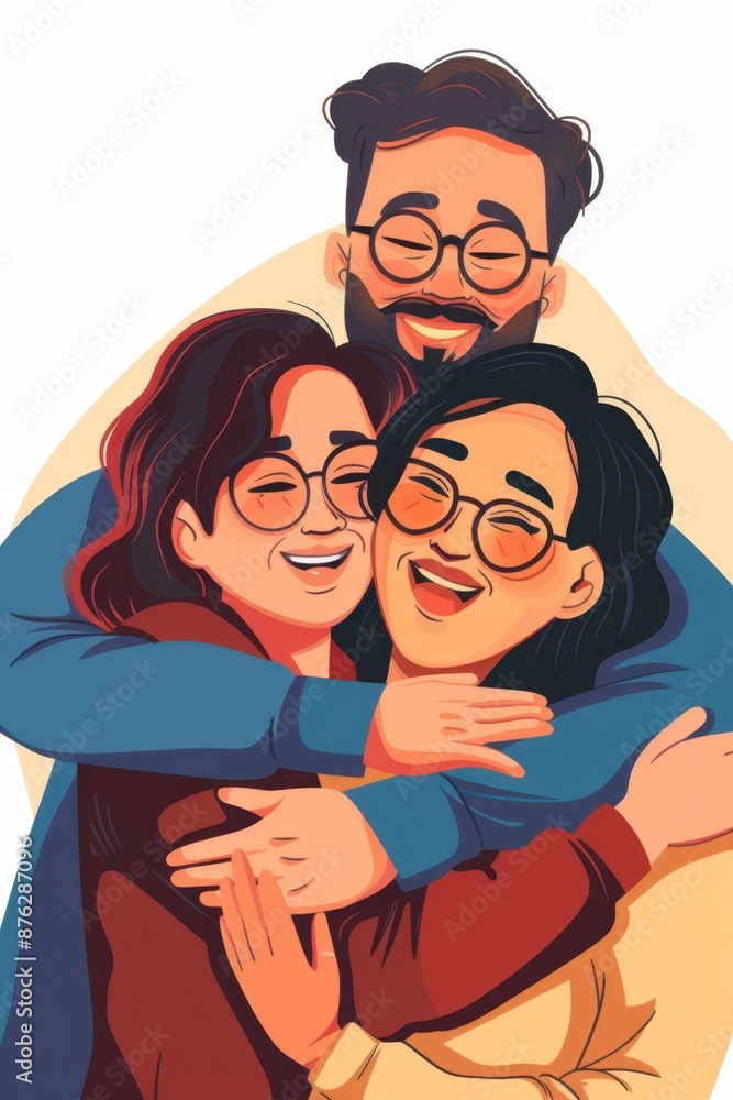 Obraz premium a cartoon illustration of a couple hugging