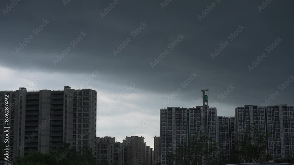 residential district in storm clouds residential district in storm clouds