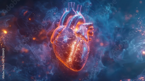 an image of a heart with flames and smoke