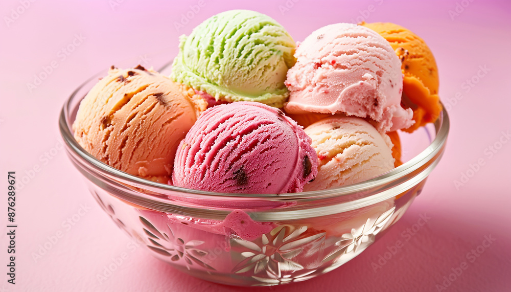 yummy creamy ice cream in a glass bowl close up shot generated by AI yummy creamy ice cream in a glass bowl close up shot generated by AI