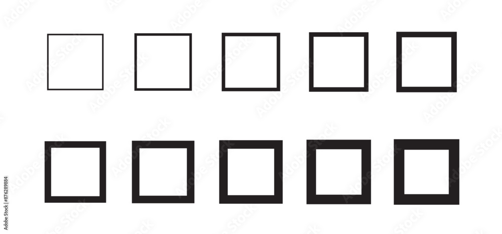 Rectangle square set from thin to thick line, set of geometric shapes rectangle square collection.Vector design Rectangle square set from thin to thick line, set of geometric shapes rectangle square collection.Vector design
