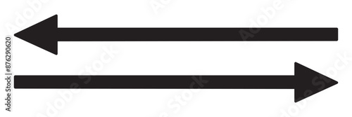Long arrows icon set. Vector set of trendy long arrows left and right in flat style. Black arrows vector illustration. Icons isolated. Straight long right vector arrow icon. Replaceable vector design