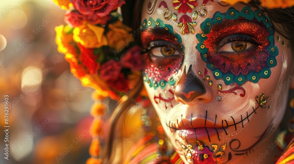 Vibrant Day of the Dead Celebration Portrait Vibrant Day of the Dead Celebration Portrait