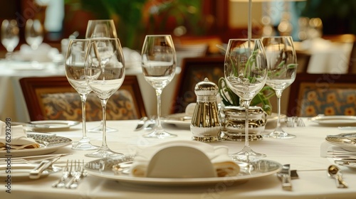Exquisite Hotel Feast Meticulously Arranged Place Settings Showcase Timeless Elegance and Visual Appeal
