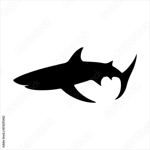 Mako shark silhouette on white background. Mako shark icon sign vector illustration design. photo