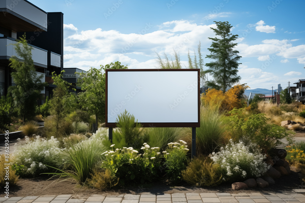 A blank large billboard mockup standing on a urban street, offering prime advertising space for promoting brands, events, and sevices A blank large billboard mockup standing on a urban street, offering prime advertising space for promoting brands, events, and sevices