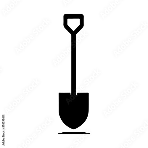 Garden shovel dirt vector silhouette on white background. Shovel icon sign illustration design.