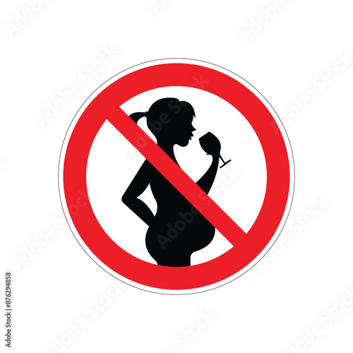 No alcohol during pregnancy period vector sign illustration isolated on white background