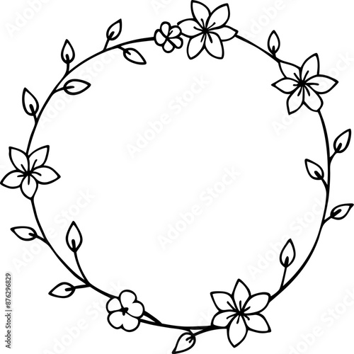 Elegant floral wreath with intricate details, perfect for decorations and invitations.