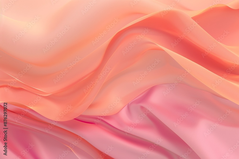 Beautiful soft pink and peach gradient background with an abstract wave of fabric Beautiful soft pink and peach gradient background with an abstract wave of fabric