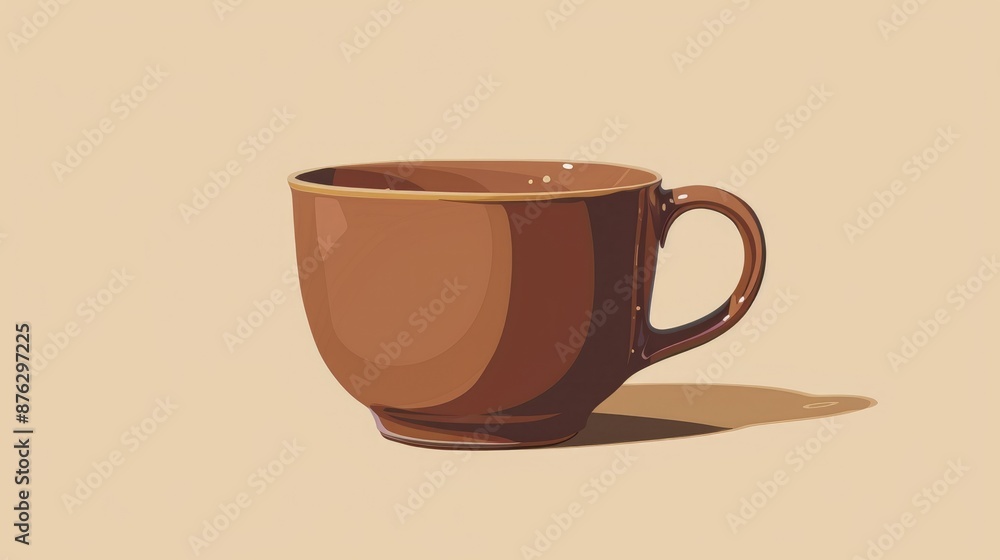 Fototapeta premium Brown cup in retro style on a plain background