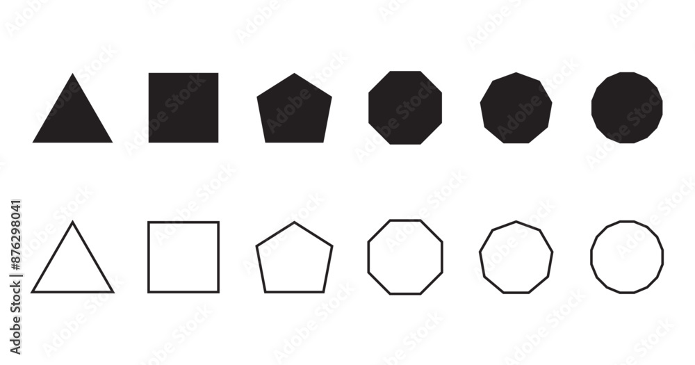 Sharp geometric shapes ,fill and outline square pentagon,octagon ...