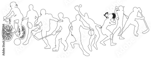 A sport active fitness sports healthy lifestyle silhouette people silhouettes set