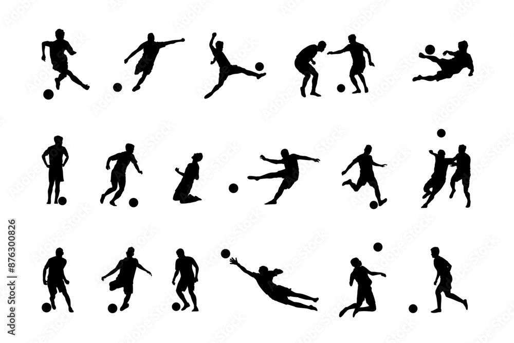 silhouettes of football players in various poses silhouettes of football players in various poses