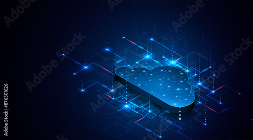 Abstract cloud technology circuit board. Large data center concept. modern cloud storage technology innovation concept background	