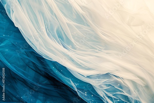 Wallpaper Mural Abstract Drapery of White and Blue Fabric Torontodigital.ca