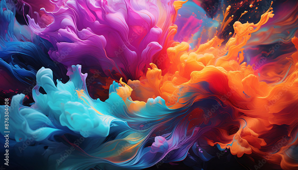 Obraz premium 花のようにペイントがはじける様子 背景画像 Generative AI