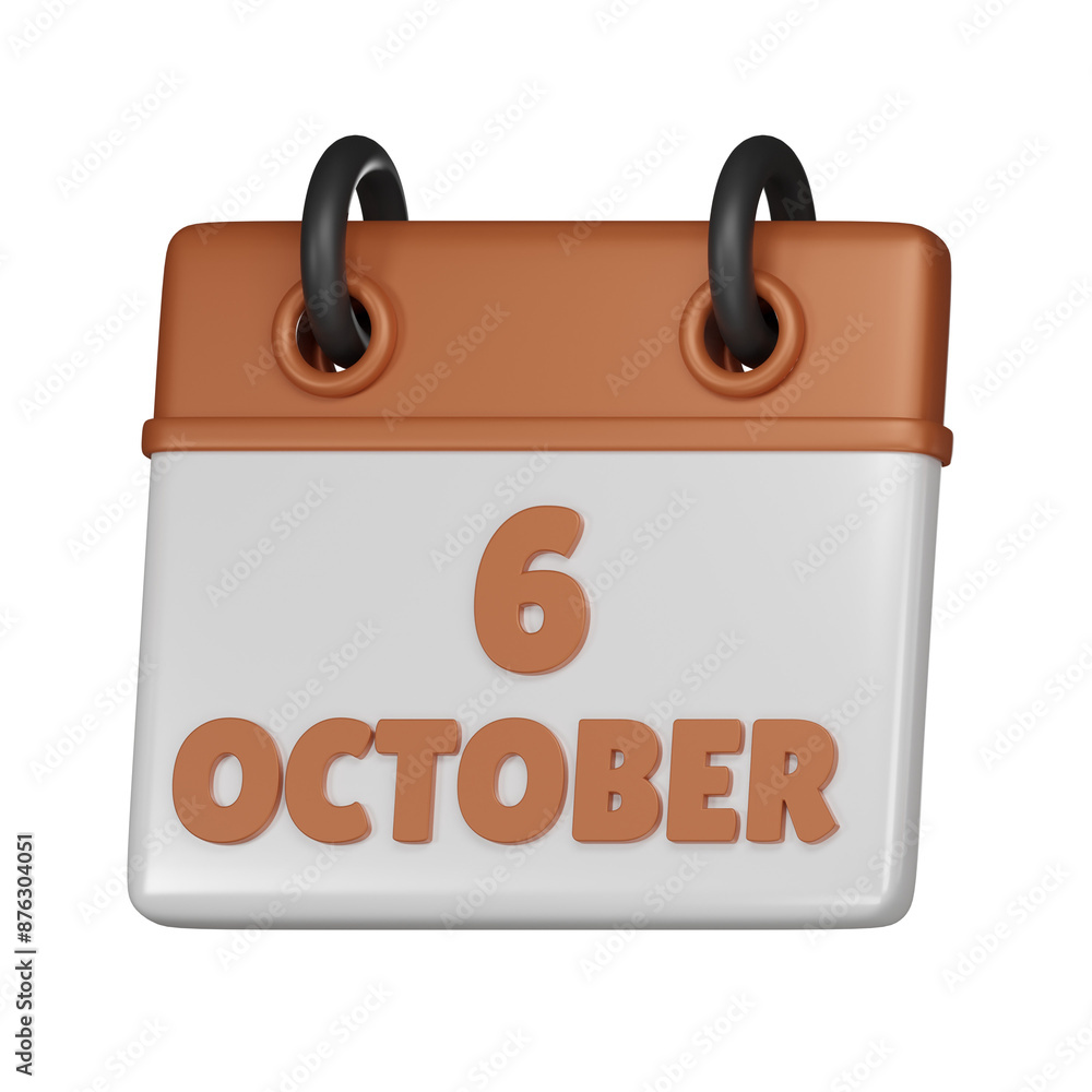 6 October Calendar 3d icon 6 October Calendar 3d icon