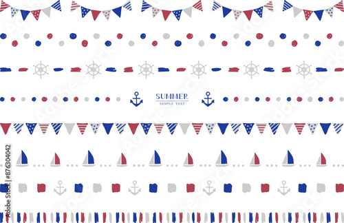 マリンライン　手描きイラスト素材セット / vector eps