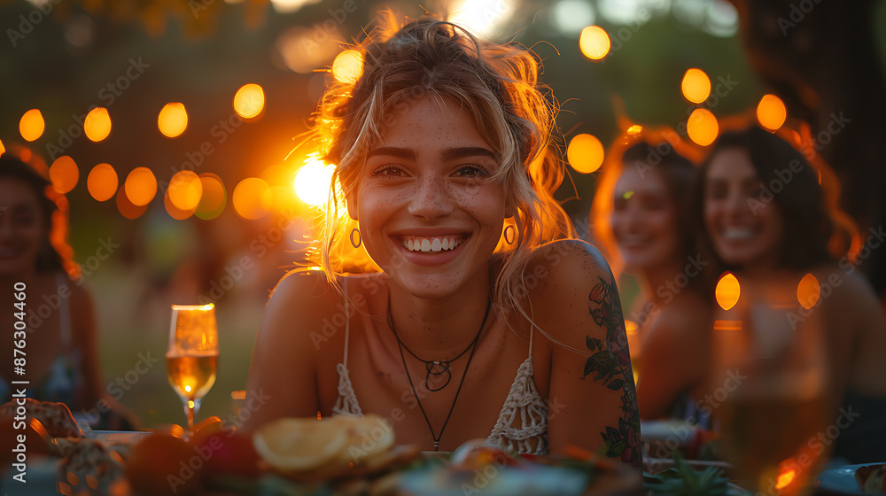 Golden Hour Gathering: Friends Savoring Sunset Picnic Golden Hour Gathering: Friends Savoring Sunset Picnic