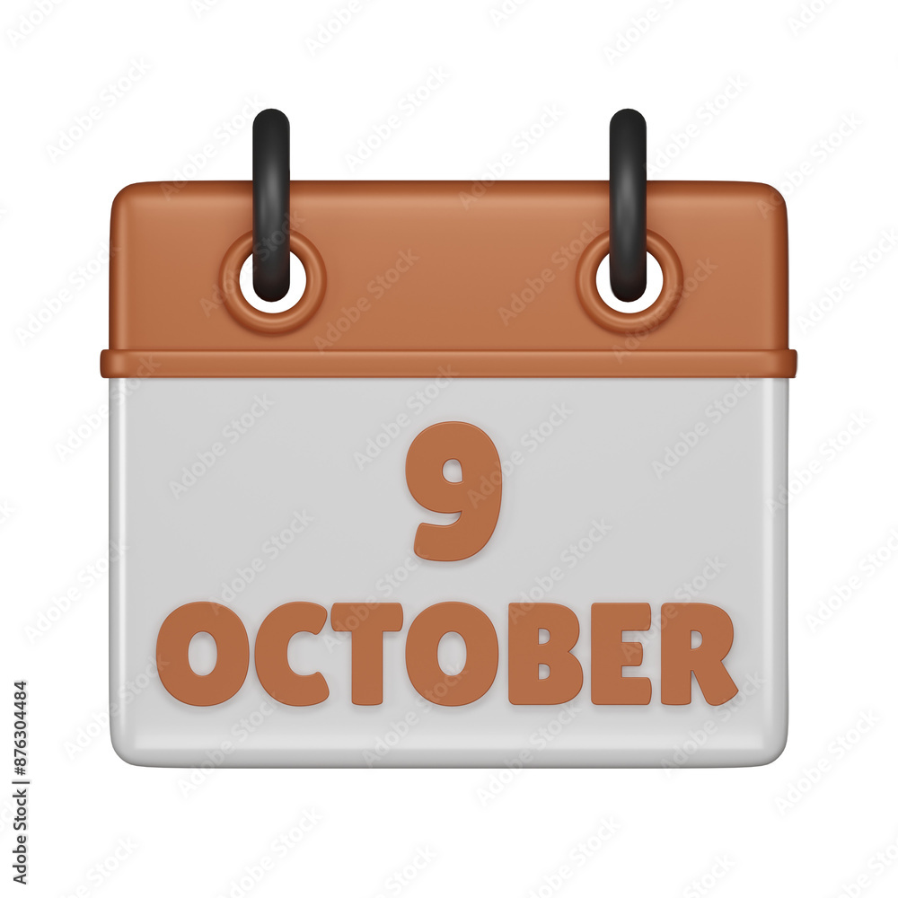 9 October Calendar 3d icon 9 October Calendar 3d icon
