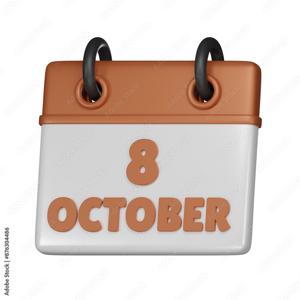 8 October Calendar 3d icon 8 October Calendar 3d icon