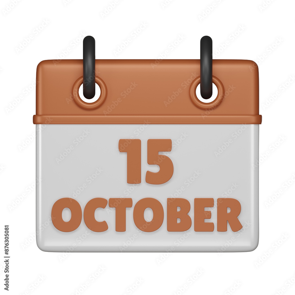 15 October Calendar 3d icon