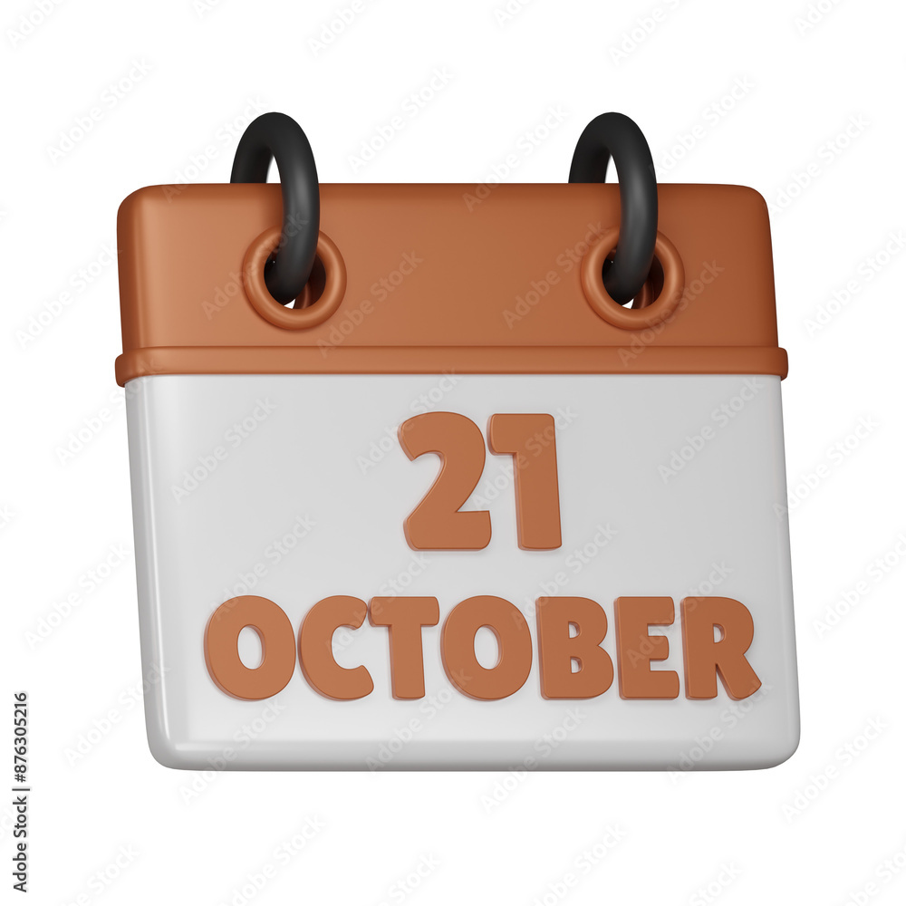 21 October Calendar 3d icon 21 October Calendar 3d icon