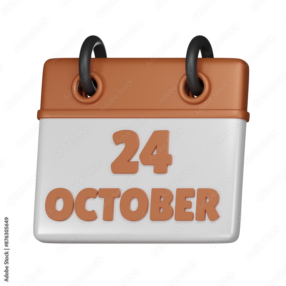 24 October Calendar 3d icon 24 October Calendar 3d icon