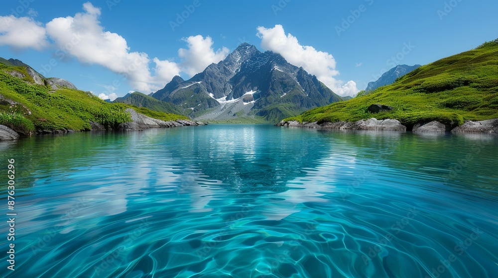 Naklejka premium Capture the essence of surrealism with dreamscapes showcasing swirling clouds, floating islands, and landscapes that mesmerize. Clean and Clear Color, Realistic Photo, , Minimalism,