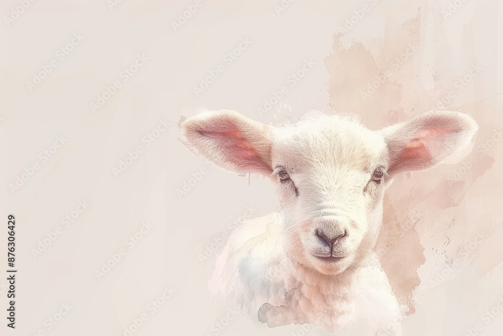 Fototapeta premium Illustration of cute lamb in watercolor style isolated on background
