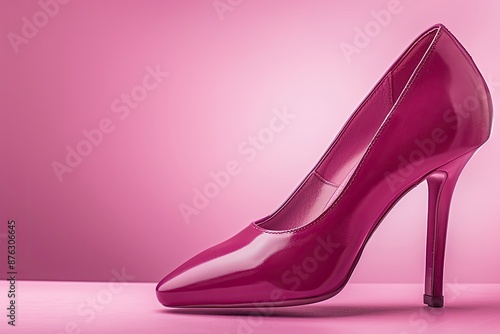 Stylish high-heeled shoe with a sleek design and detailed texture on isolated background