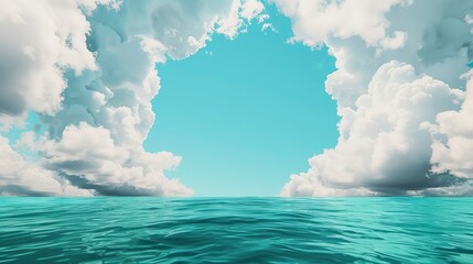 Leinwandbilder Türkis Capture the magic of dreamscapes with swirling clouds, floating islands, and landscapes that challenge reality. Clean and Clear Color, Realistic Photo, , Minimalism,  © DARIKA