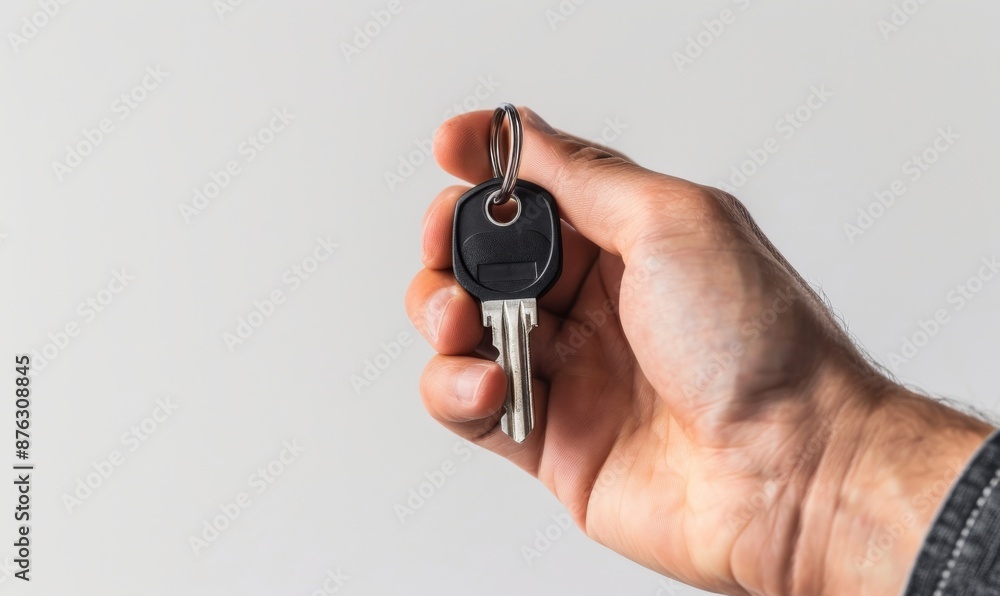 hand holding car keys on white background close up photo of male hand with key ring isolated over white studio backdrop copy space banner mockup hand holding car keys on white background close up photo of male hand with key ring isolated over white studio backdrop copy space banner mockup