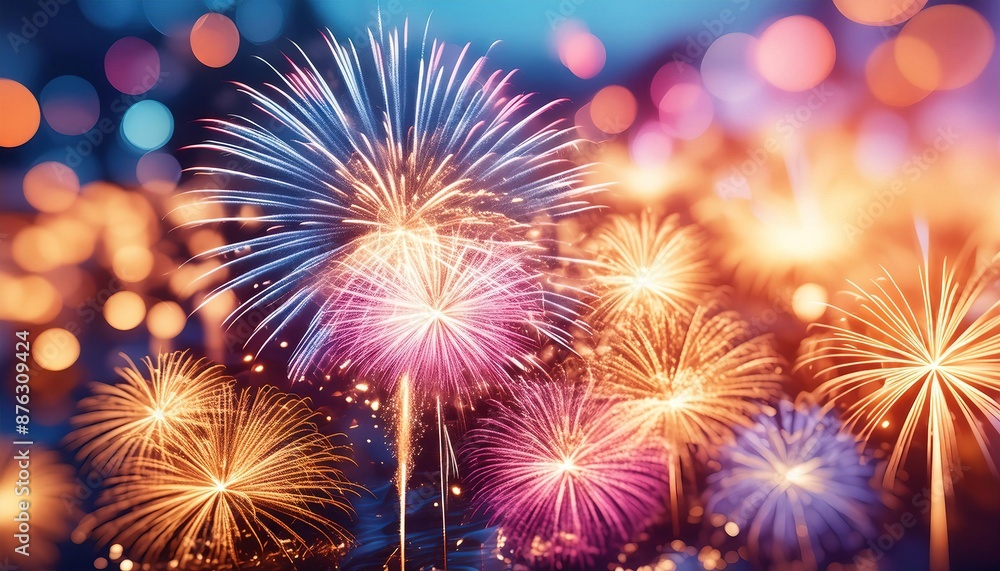 Fototapeta premium Colorful Fireworks Display Celebrating Holiday Events