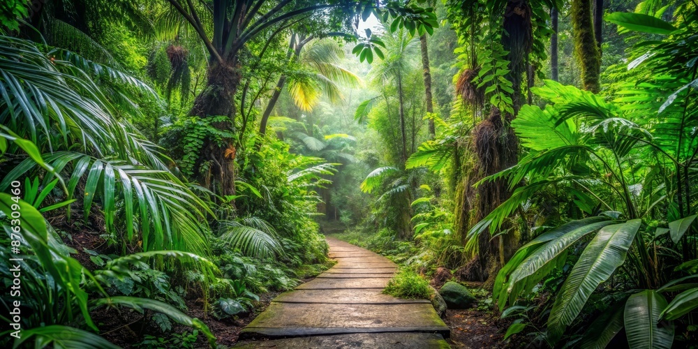 The Path Through the Lush Jungle, Wide Shot, Path in Jungle, Green Foliage, Dense Rainforest , jungle , rainforest , tropical , pathway The Path Through the Lush Jungle, Wide Shot, Path in Jungle, Green Foliage, Dense Rainforest , jungle , rainforest , tropical , pathway