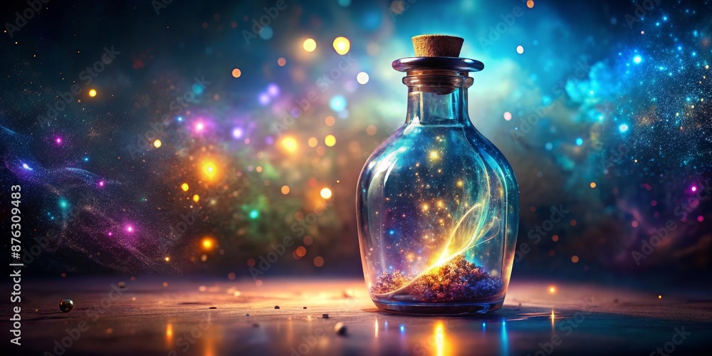 The Universe in a Bottle A Magical Composition of Light and Stardust, magic, fantasy, universe, galaxy