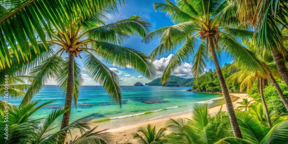 Tropical Paradise Through Palm Leaves A Glimpse of a Pristine Beach, beach , paradise , tropical , vacation Tropical Paradise Through Palm Leaves A Glimpse of a Pristine Beach, beach , paradise , tropical , vacation