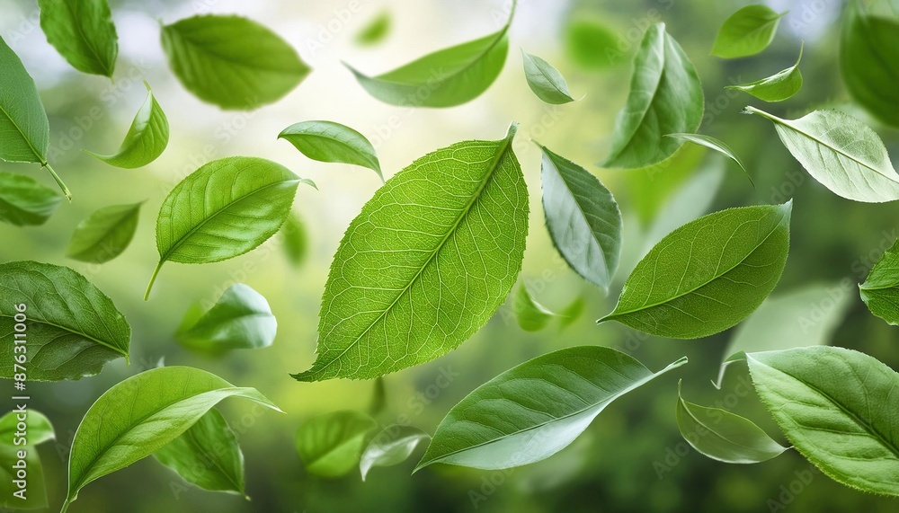 Floating Green Leaves in Nature Background Floating Green Leaves in Nature Background