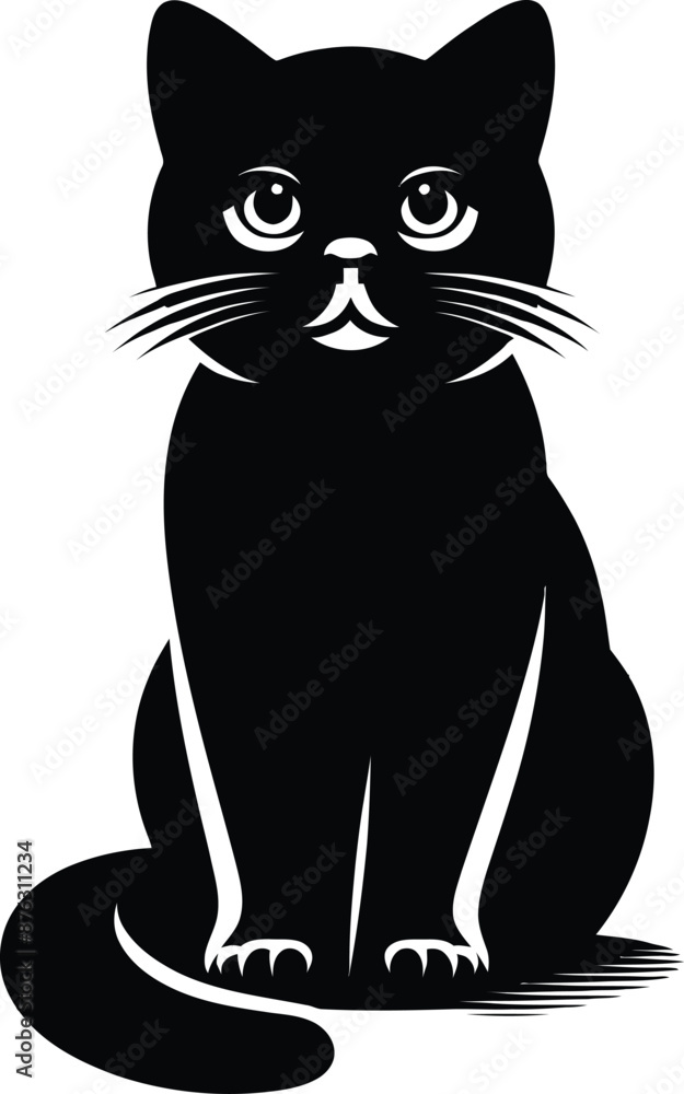 Flat design Cat silhouette vector on a white background Flat design Cat silhouette vector on a white background